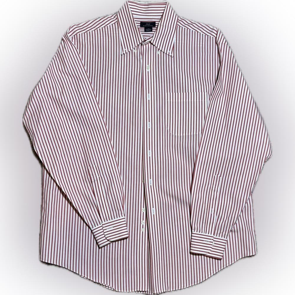 165. Brooks Brothers Red and White Striped Men's Shirt
